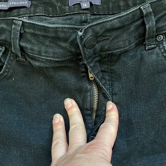 NYDJ | Marilyn Straight LiftTuck Slimming Zip Fly Black Jeans Size 14 - Picture 5 of 9